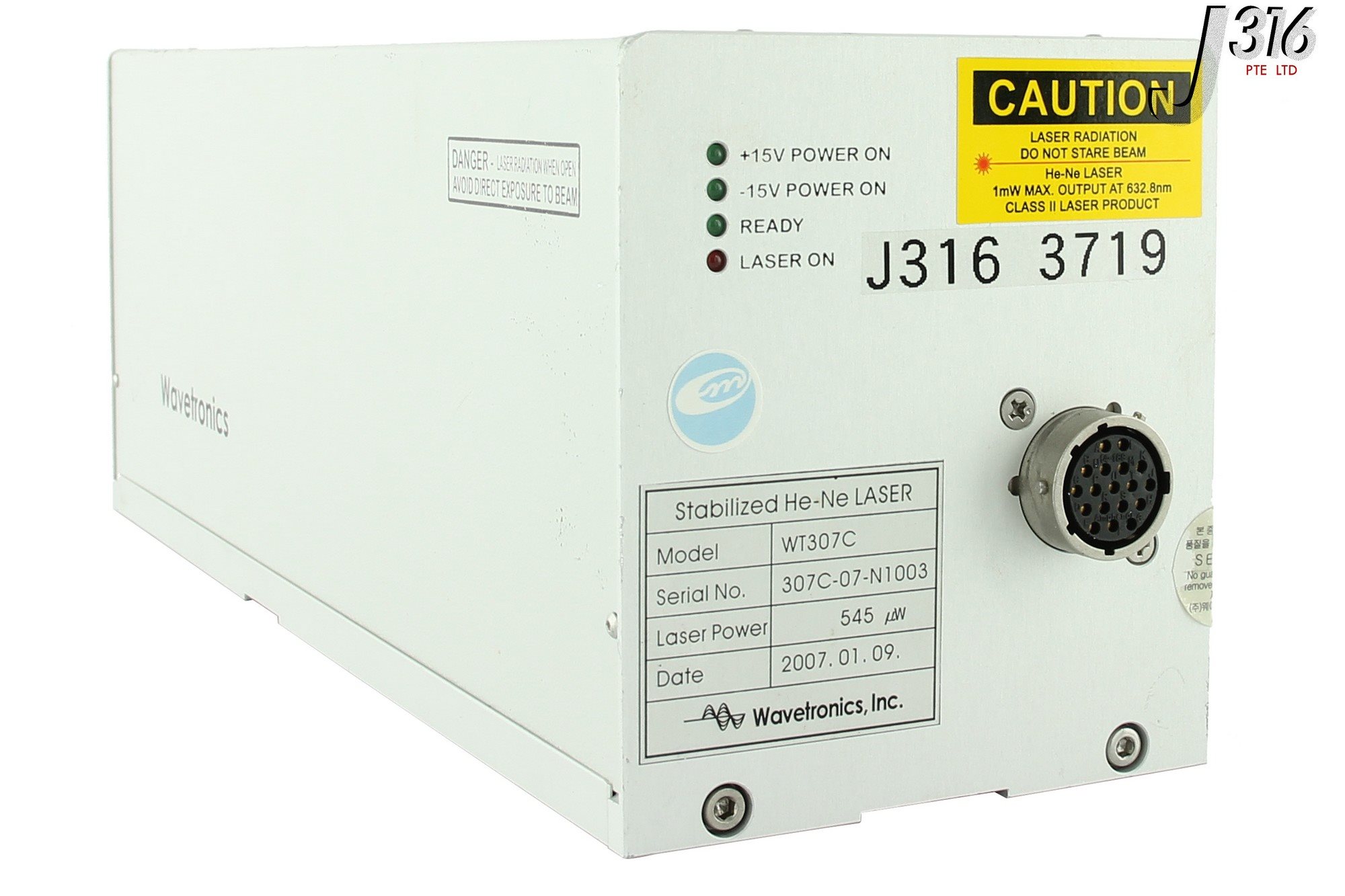 B 3719 WAVETRONICS STABILIZED HE-NE LASER 545µW WT307C | eBay